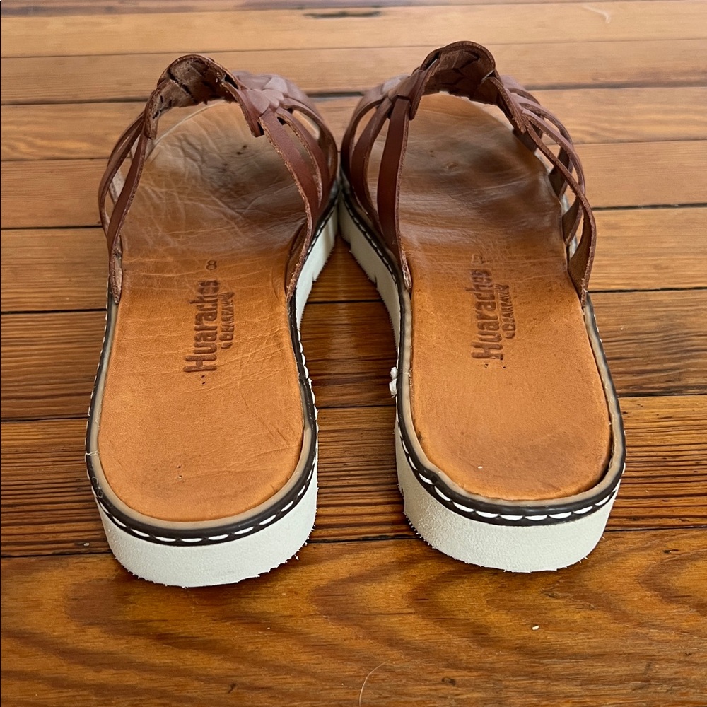 Bearpaw Huarache Timeless Brown Woven Leather Platform Boho Sandals - Size 8 - Picture 5 of 7